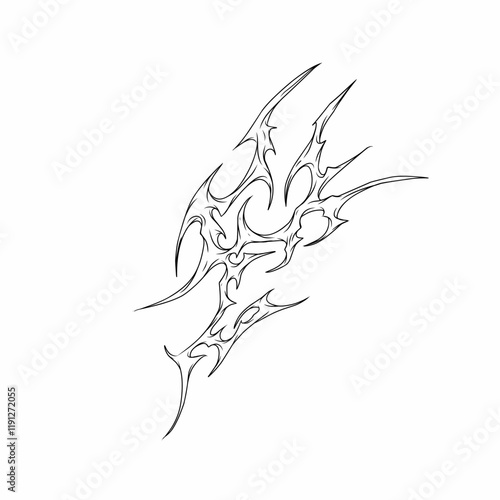Abstract spiked tribal tattoo vector design with sharp edges and dynamic shapes. Perfect for tattoo templates, illustrations, or decorative projects. Fully scalable and editable