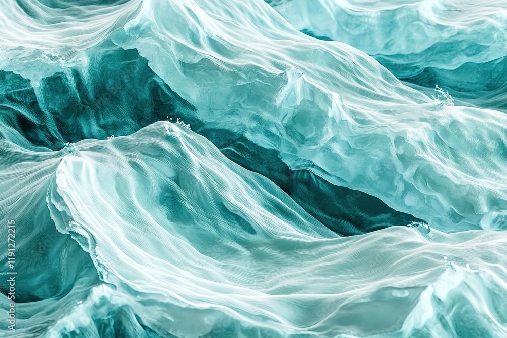 Obraz premium Abstract teal waves, flowing fabric texture