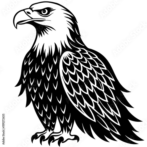 Eagle Silhouette on White Background