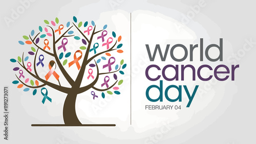 Vector ribbon banner for world cancer day