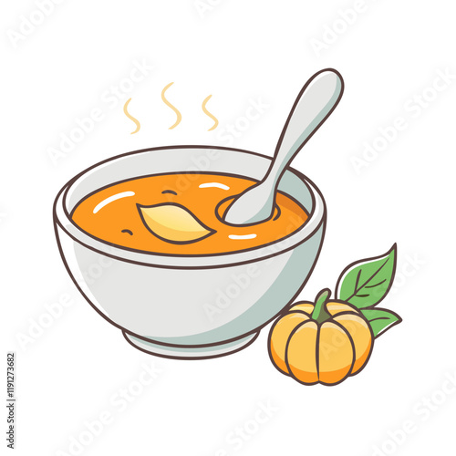 pumpkin soup vector icon, pumpkin soup vector illustration - simple illustration of pumpkin soup, perfect for logos and iconspumpkin soup photo