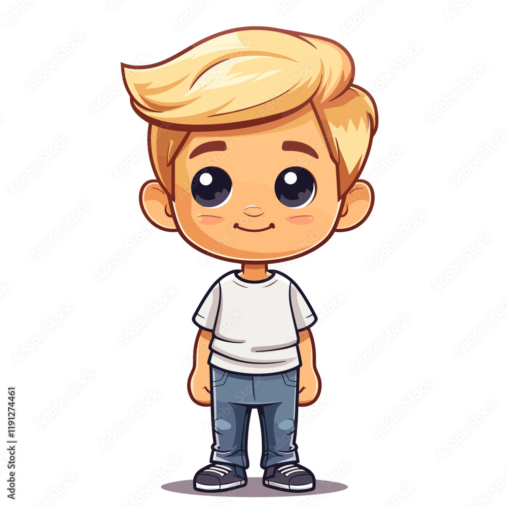Cute Boy Smiling and Looking at the Camera Cartoon Vector Illustration. Cute Boy Smiling and Looking at the Camera Cartoon Vector Illustration.