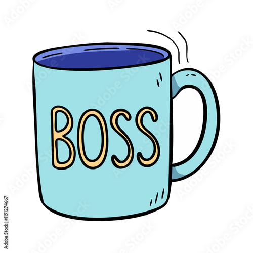 coffee mug with boss text vector icon, coffee mug with boss text vector illustration - simple illustration of coffee mug with boss text, perfect for logos and iconscoffee mug with boss text