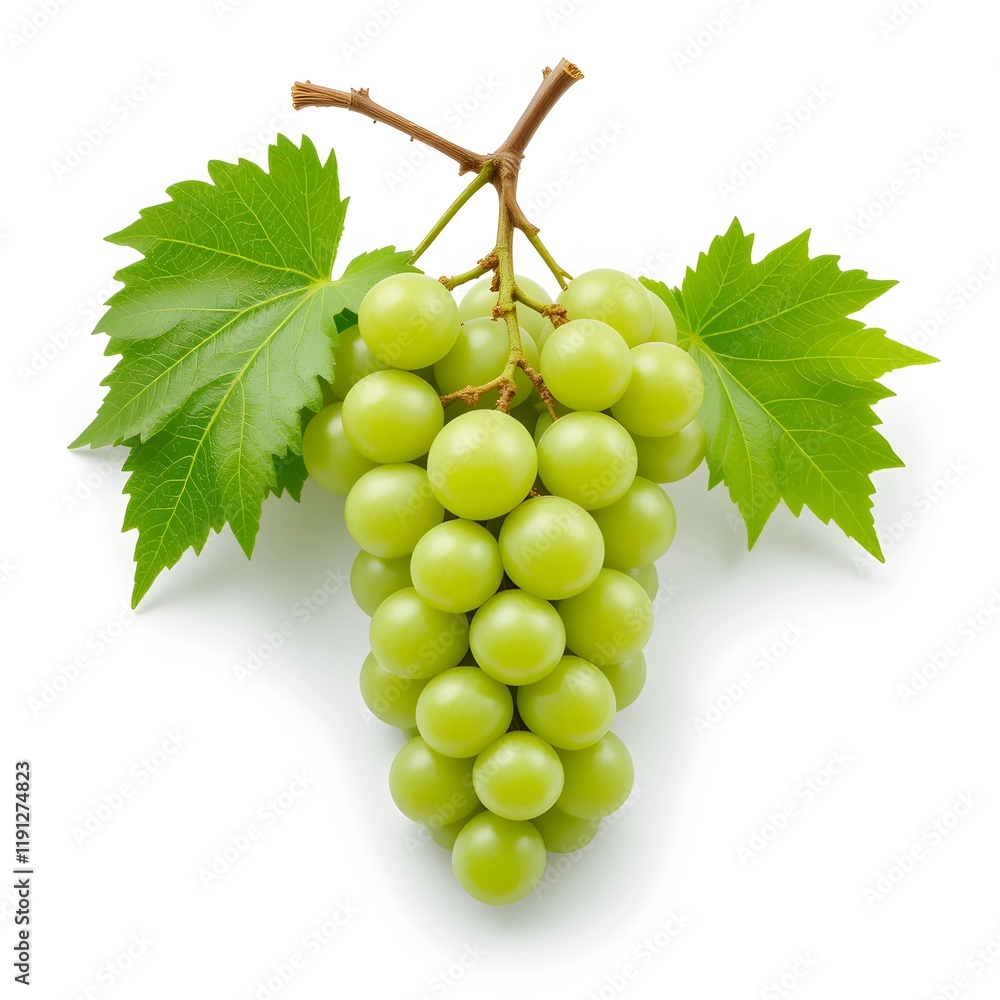 Green grapes fresh fruit and white background Green grapes fresh fruit and white background