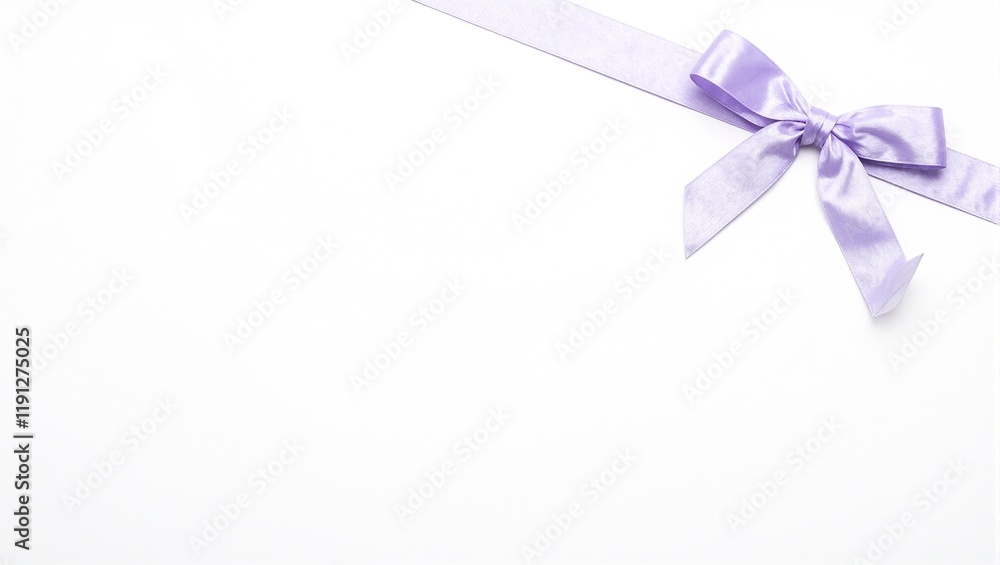 Elegant lavender ribbon bow on white parchment Elegant lavender ribbon bow on white parchment