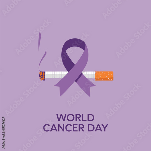 Vector ribbon banner for world cancer day