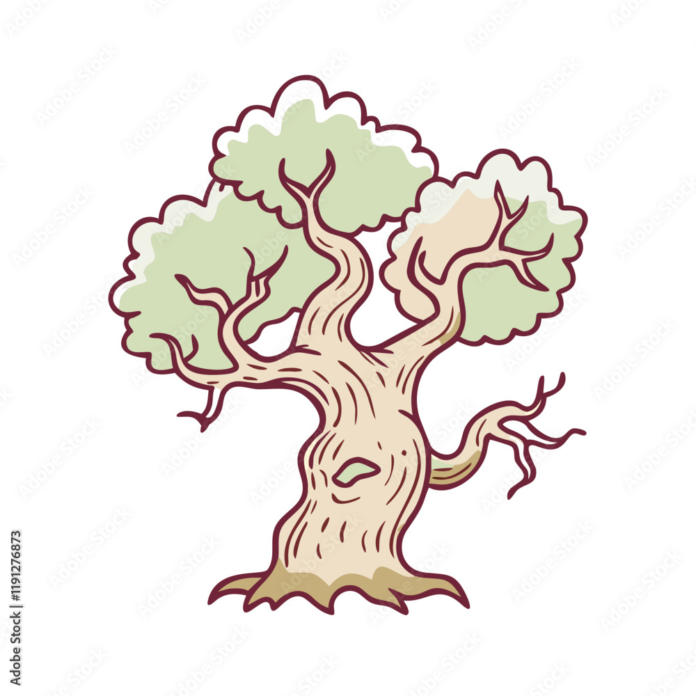 Fototapeta premium gnarled tree vector icon, gnarled tree vector illustration - simple illustration of gnarled tree, perfect for logos and icons gnarled tree
