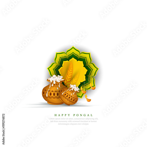 vector illustration of Happy Pongal Holiday of Tamil Nadu South India.	 photo