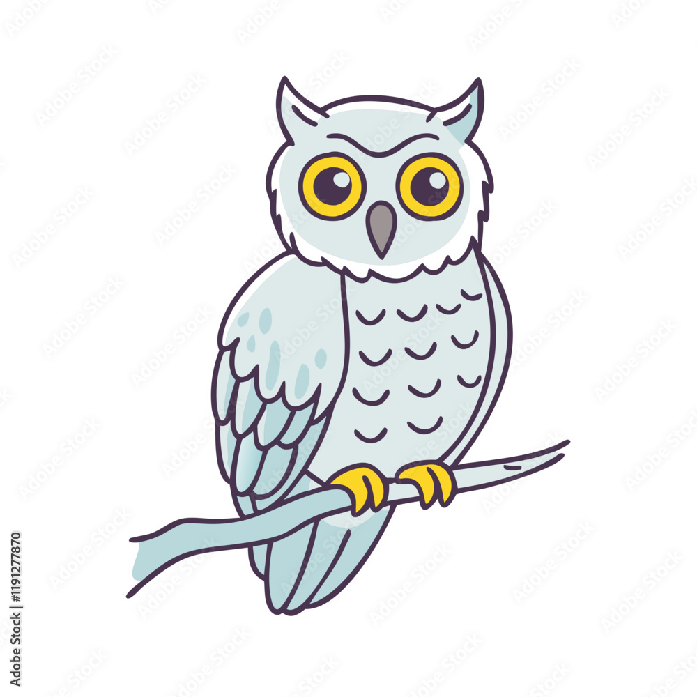 Fototapeta premium owl on a branch vector icon, owl on a branch vector illustration - simple illustration of owl on a branch, perfect for logos and icons owl on a branch