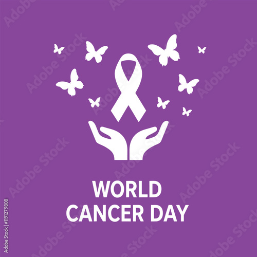 Vector ribbon banner for world cancer day