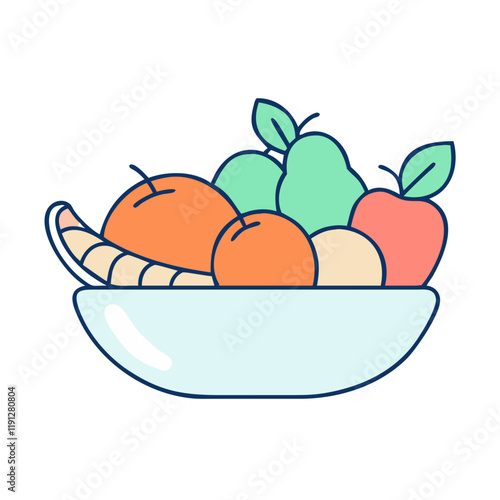 fruit bowl vector icon, fruit bowl vector illustration - simple illustration of fruit bowl, perfect for logos and icons fruit bowl