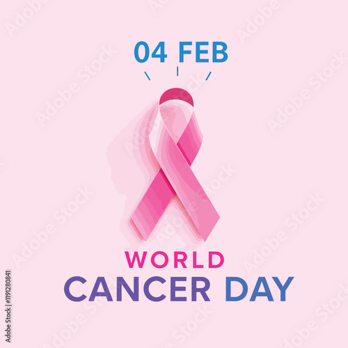 Vector ribbon banner for world cancer day