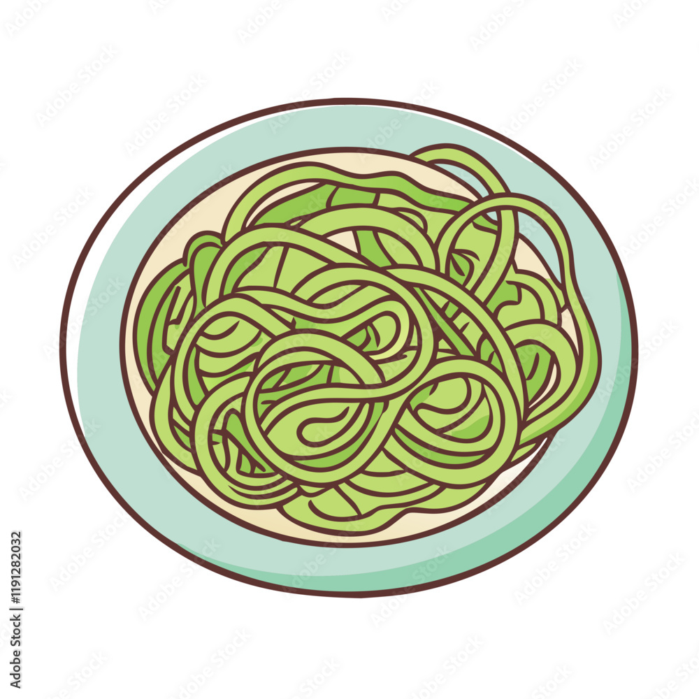 Obraz premium zucchini noodles vector icon, zucchini noodles vector illustration - simple illustration of zucchini noodles, perfect for logos and icons zucchini noodles