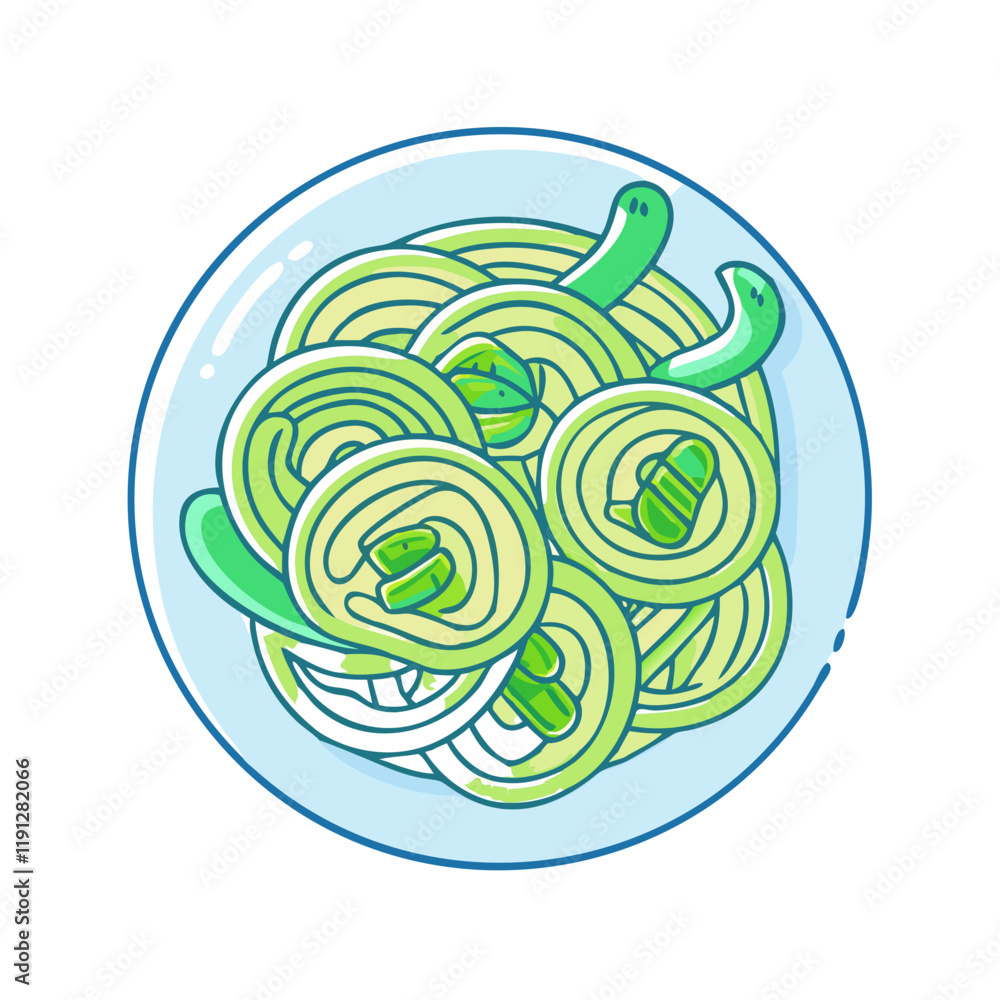 zucchini noodles vector icon, zucchini noodles vector illustration - simple illustration of zucchini noodles, perfect for logos and icons zucchini noodles
