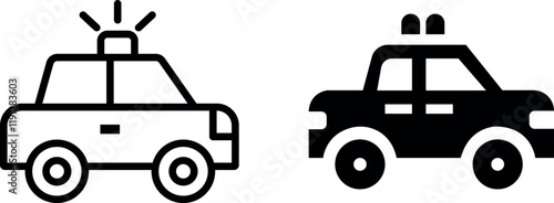 Police Patrol Pickup Vector Icon Set: Bold and Responsive Law Enforcement Designs