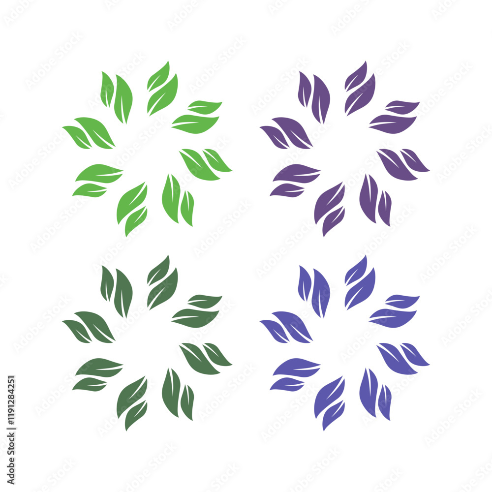 Naklejka premium Natural Spring Leaves Sign Symbol Logo isolated on White Vector