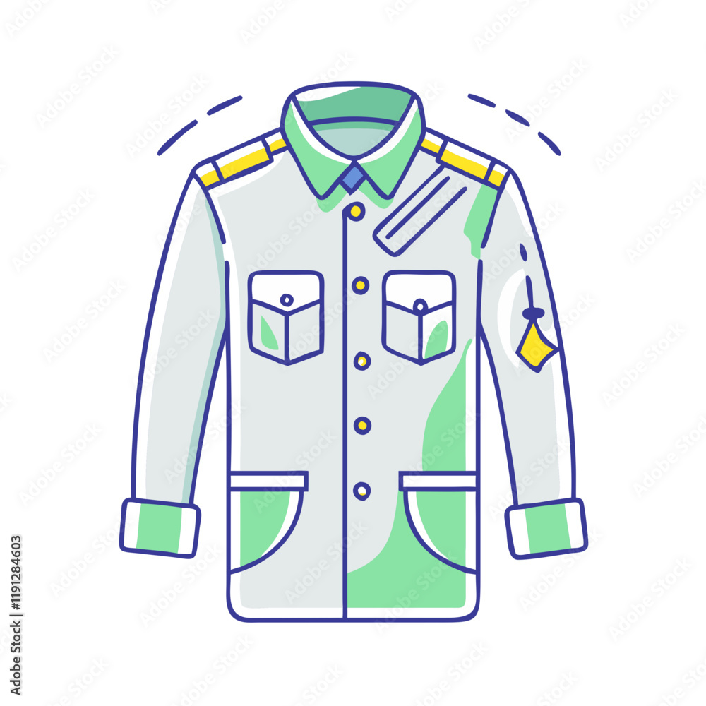 Naklejka premium military uniform vector icon, military uniform vector illustration - simple illustration of military uniform, perfect for logos and icons military uniform