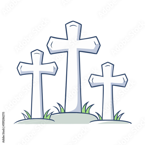 white cross grave markers vector icon, white cross grave markers vector illustration - simple illustration of white cross grave markers, perfect for logos and icons white cross grave markers