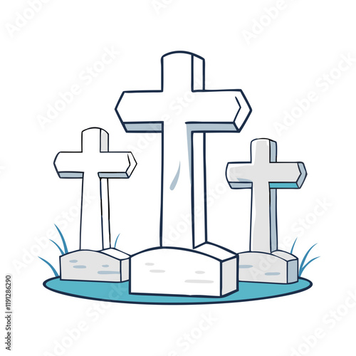 white cross grave markers vector icon, white cross grave markers vector illustration - simple illustration of white cross grave markers, perfect for logos and icons white cross grave markers