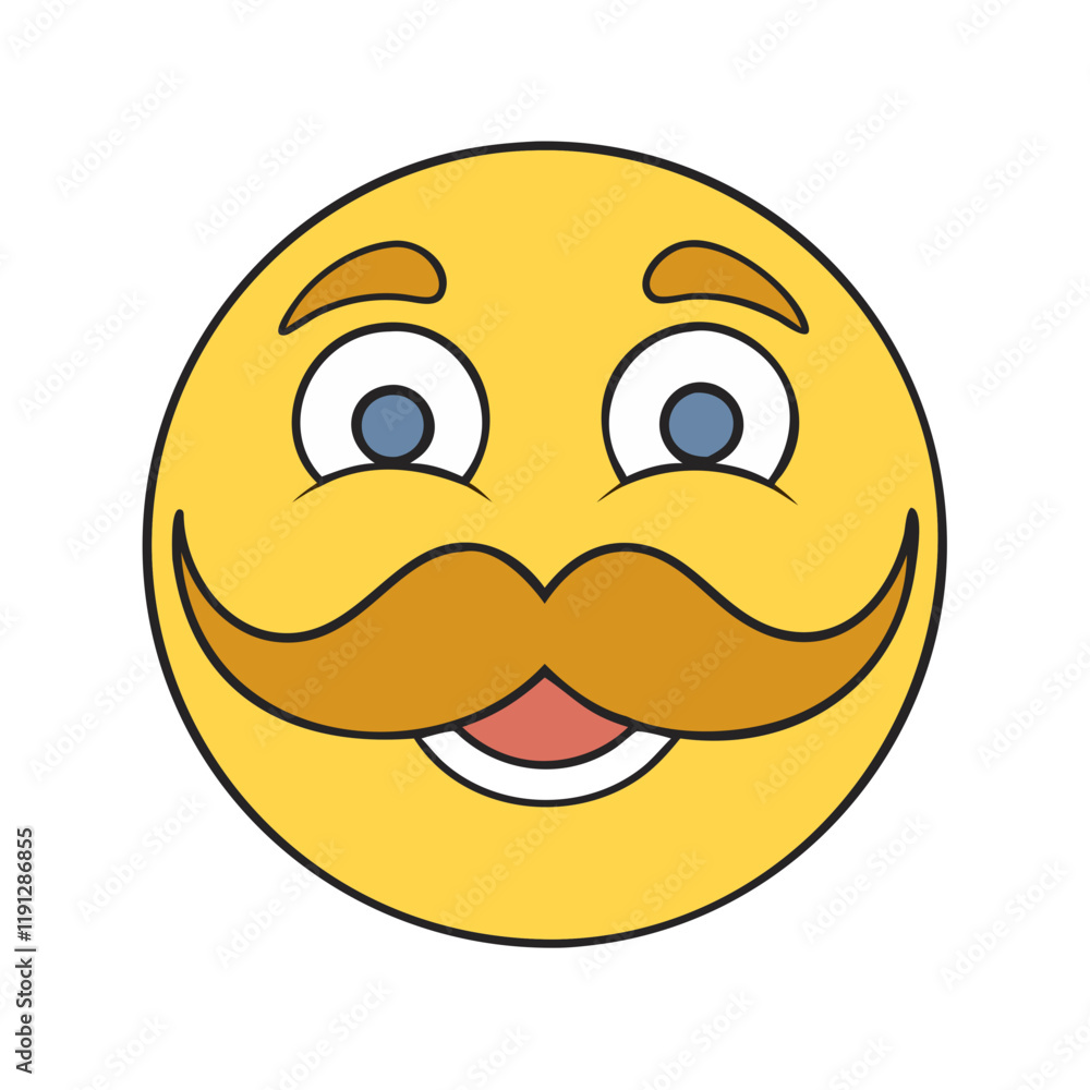 Fototapeta premium happy face with mustache vector icon, happy face with mustache vector illustration - simple illustration of happy face with mustache, perfect for logos and iconshappy face with mustache