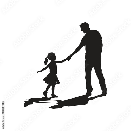 vector of black silhouette of daughter Father Daughter