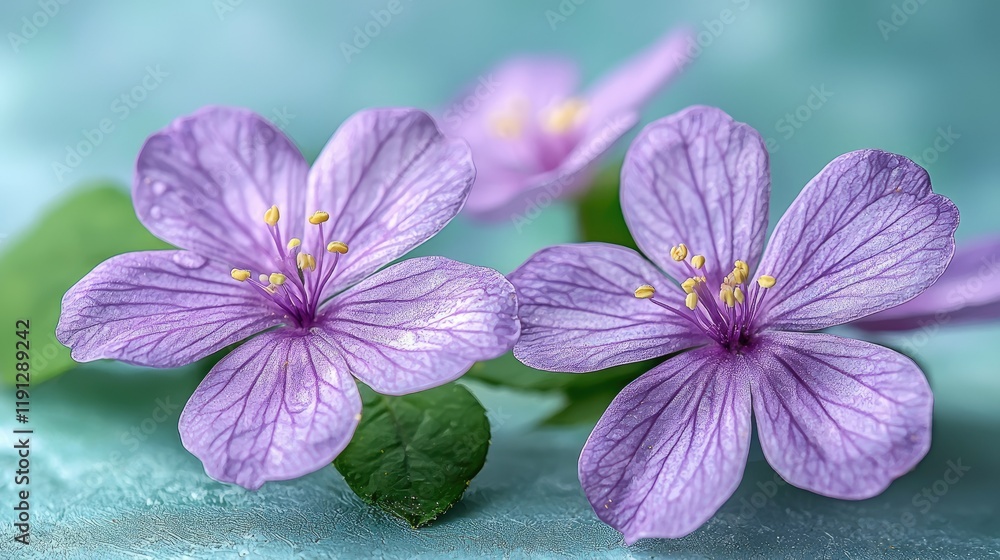 Obraz premium Two Delicate Lavender Flowers Resting Gently