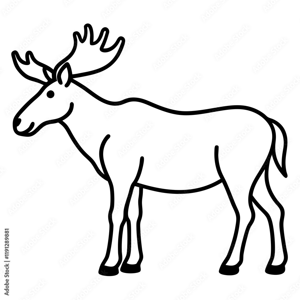 Moose line art vector illustration Moose line art vector illustration