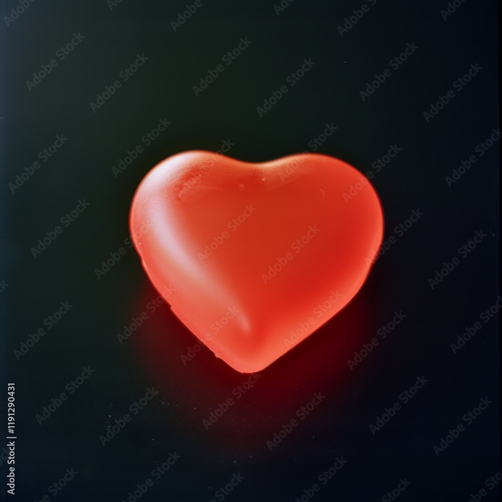 Softly Glowing Heart Shape in Red Against Black Background Softly Glowing Heart Shape in Red Against Black Background
