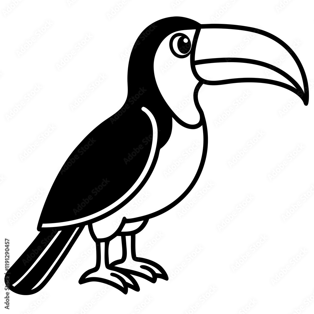 Fototapeta premium Toucan bold line art vector illustration