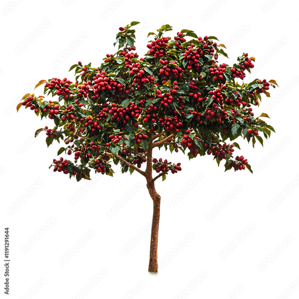 Fototapeta premium Red Fruit Tree Isolated Black Background Lush Nature food ripe crop plant juicy sweet image photo