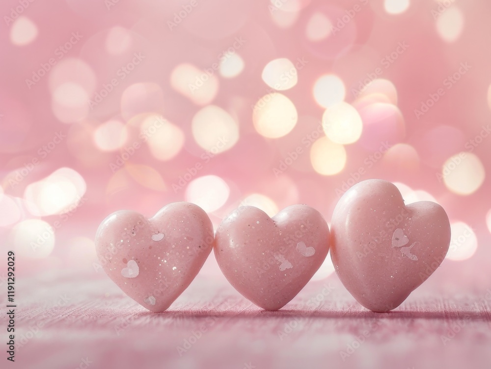 Light pink background featuring three soft, protruding hearts Light pink background featuring three soft, protruding hearts