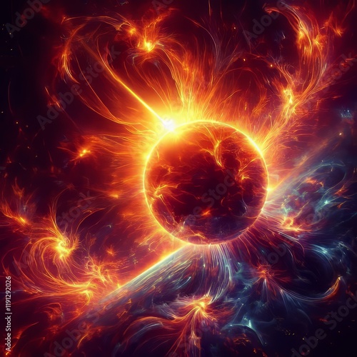 Solar Flare A vibrant dynamic texture capturing the intense ener photo