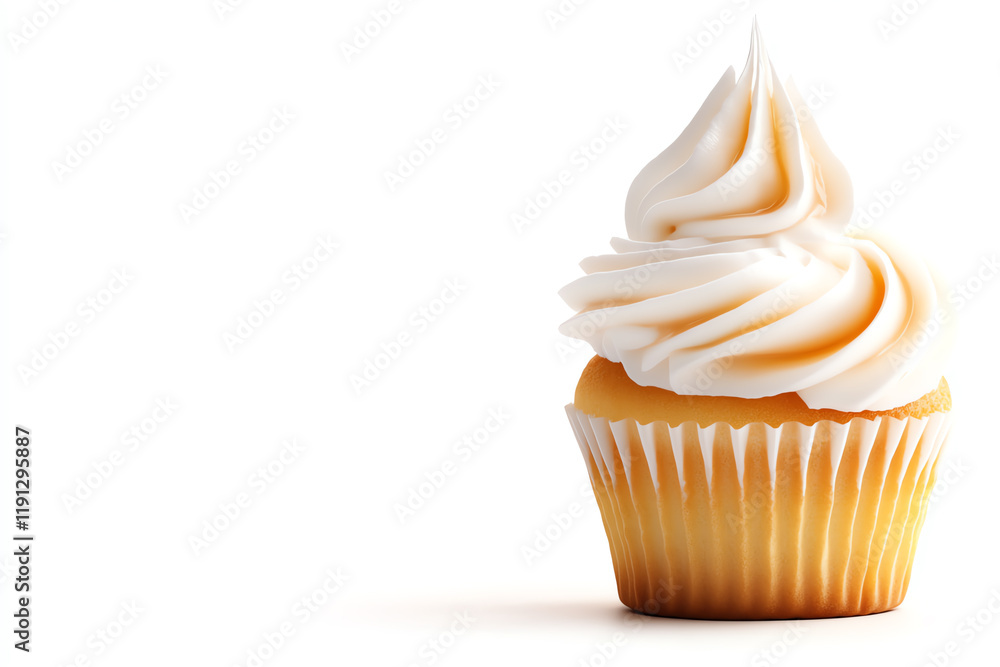 Delicious vanilla cupcake with creamy frosting, perfect for celebrations and sweet treats. Delicious vanilla cupcake with creamy frosting, perfect for celebrations and sweet treats.