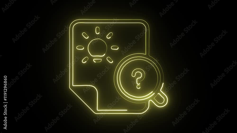 glowing neon search idea icon isolated on black background. HD video motion graphic animation glowing neon search idea icon isolated on black background. HD video motion graphic animation