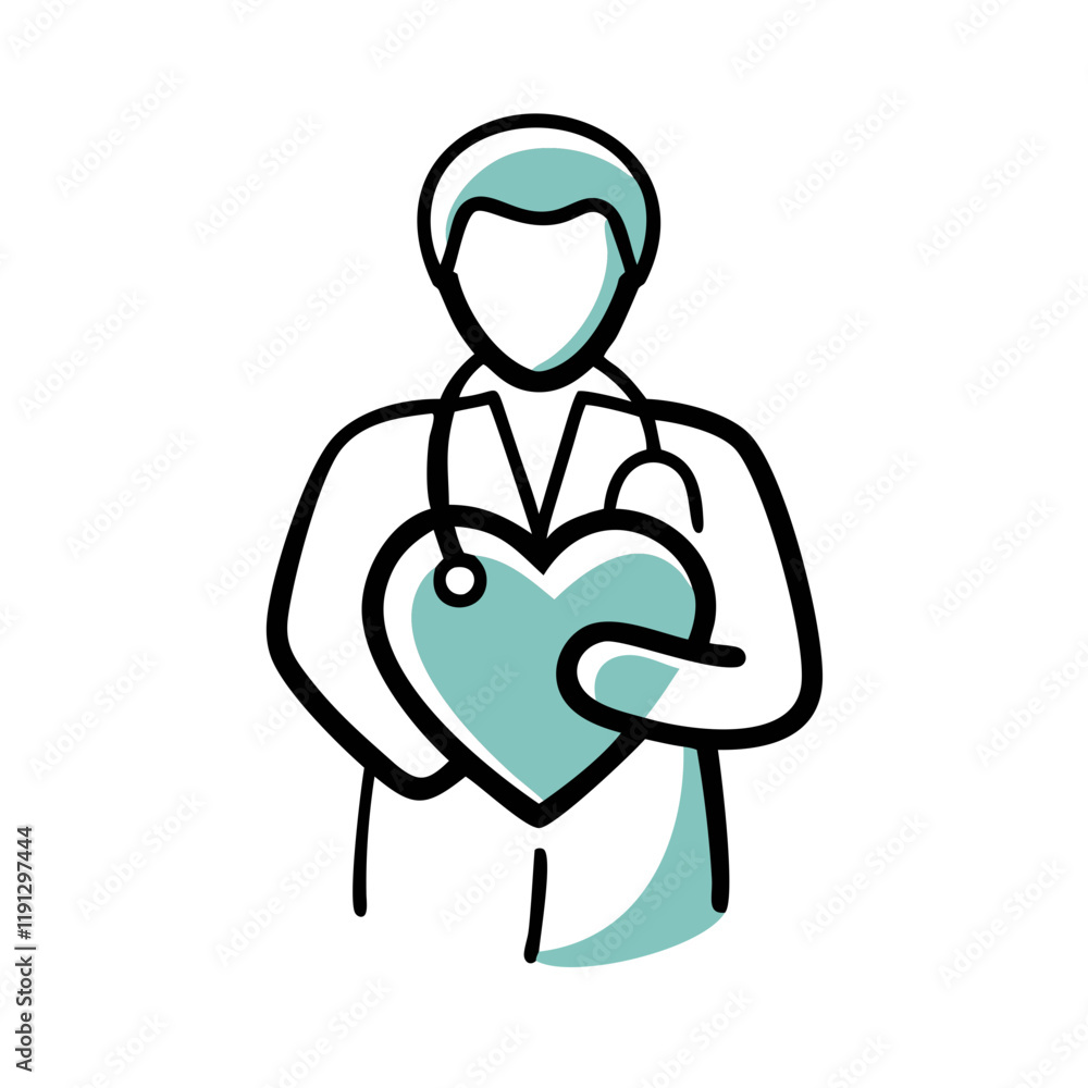 Obraz premium Healthcare professional holding a heart symbol, caring and compassionate design, health and wellness theme, copy space
