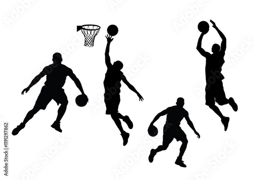 basketball players silhouettes