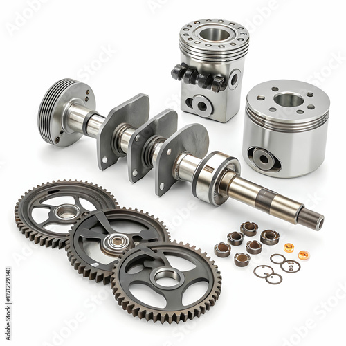 Car engine parts include components like pistons, crankshafts, camshafts