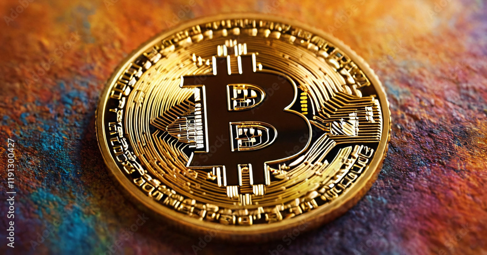 colorful bitcoin micro detail