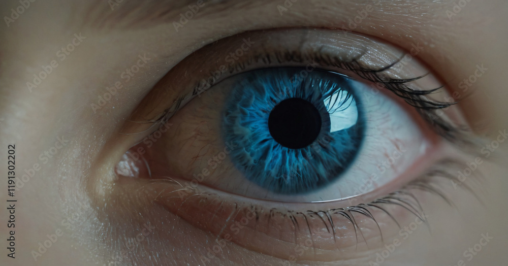 perfect blue eye macro in a sterile environment and perfect vision in resolution 6k, concept,