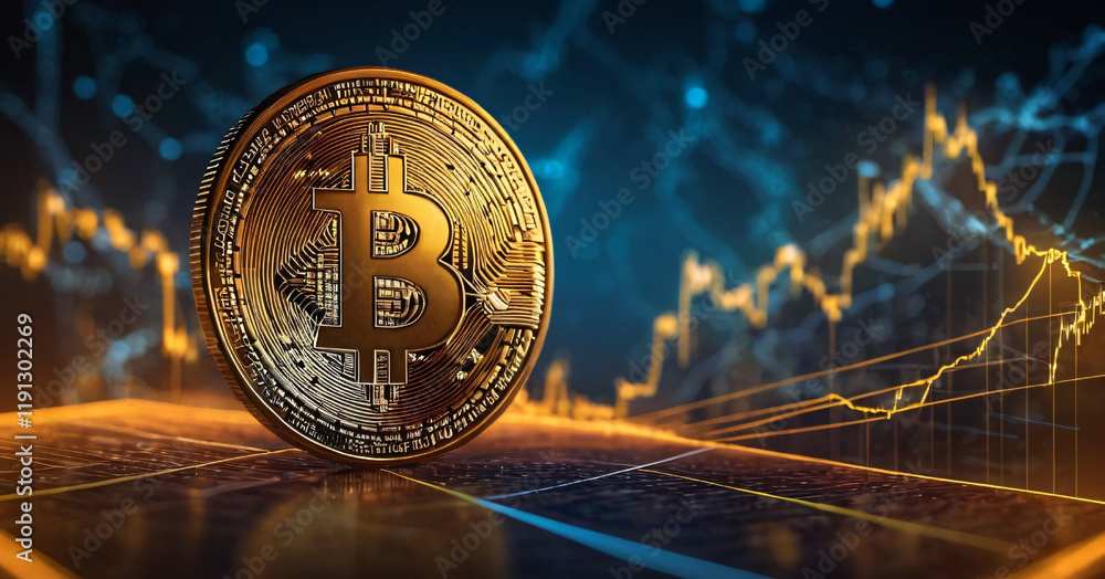 Technical graph of Bitcoin in futuristic concept