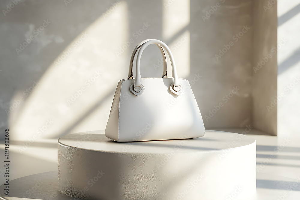 Fototapeta premium Elegant White Leather Handbag - Luxury Fashion Accessory