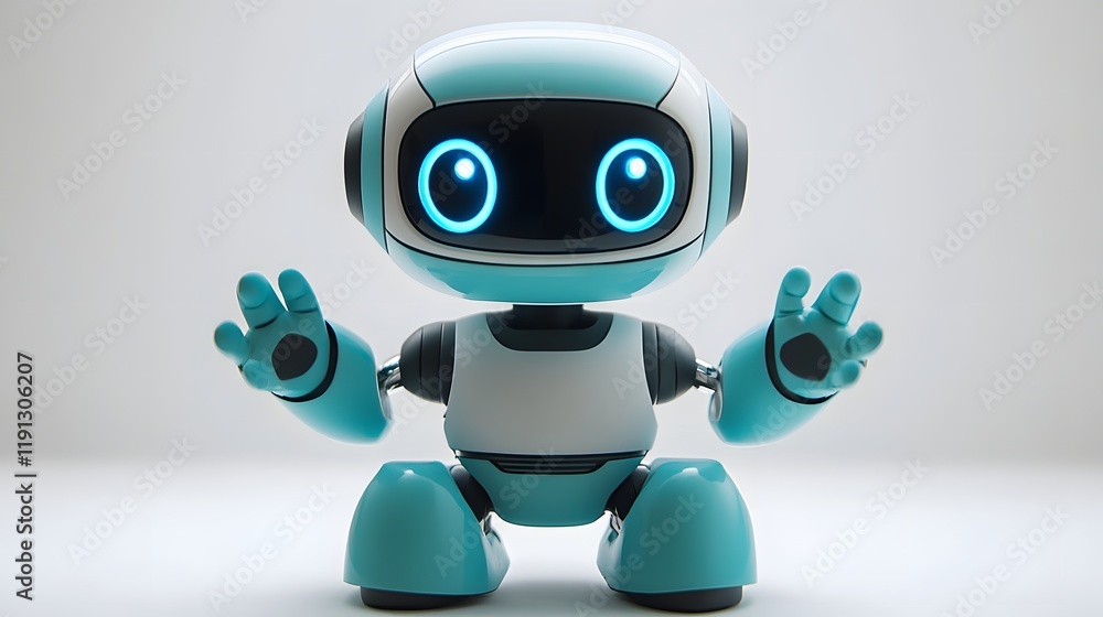 Cyan Robot with Smooth Minimalistic Features Cyan Robot with Smooth Minimalistic Features