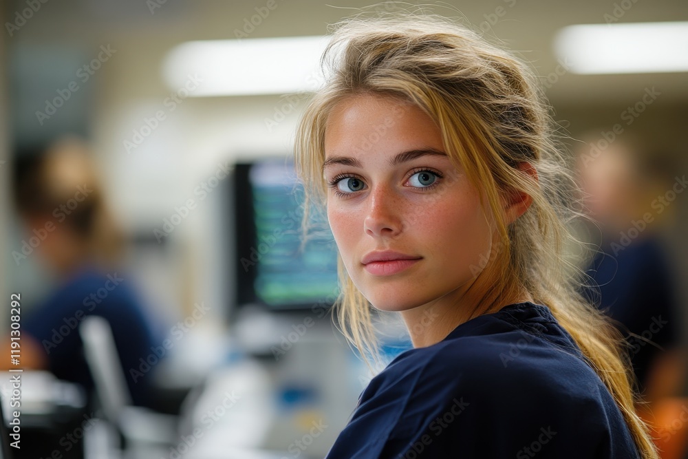 Obraz premium Focused Nurses in Bustling ICU Environment During Patient Care