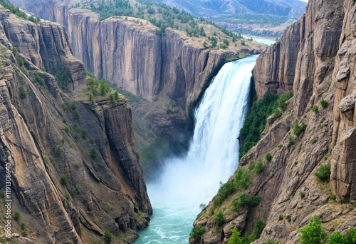 waterfall in the mountains