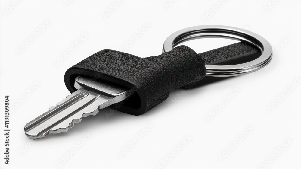 Black key fob with keys on white background Black key fob with keys on white background