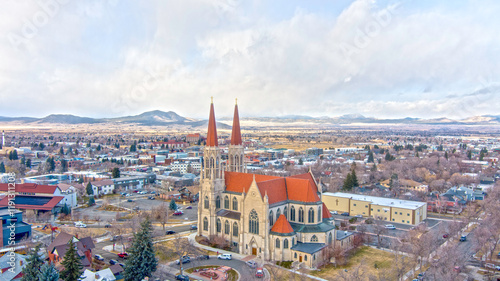 Aerial view of Helena, Montana in December
