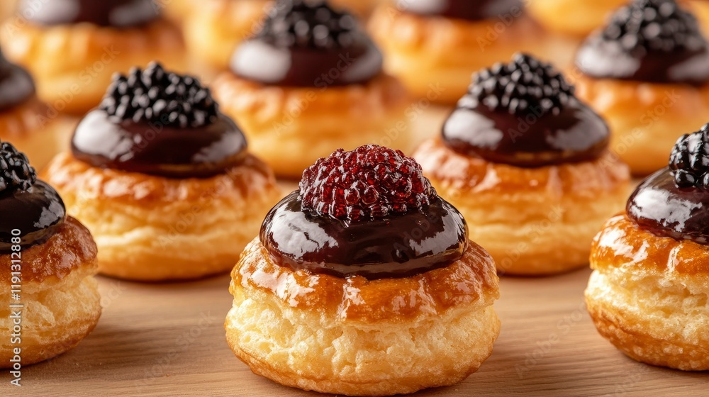 Delicious Chocolate-Glazed Puff Pastry with Berries Delicious Chocolate-Glazed Puff Pastry with Berries