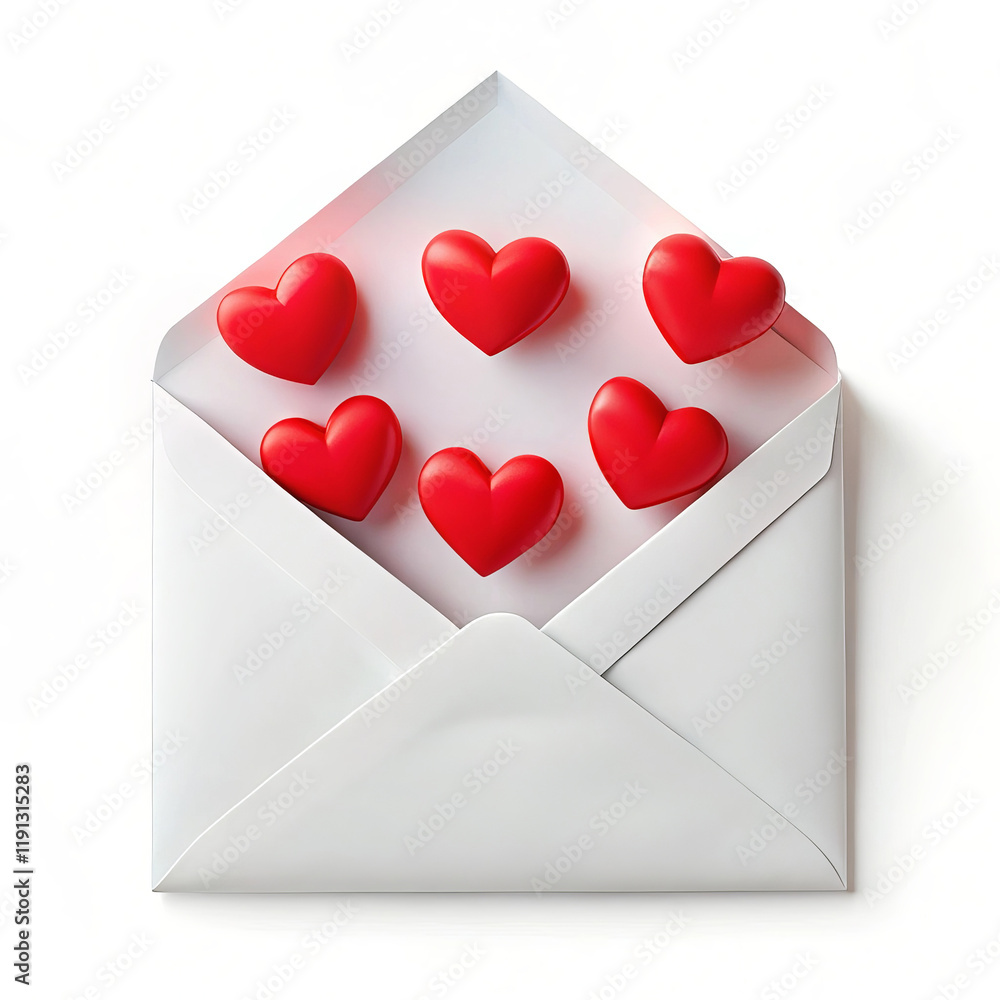Envelope Decorated with Red Heart Details for Valentine's Day or Romantic Occasions Envelope Decorated with Red Heart Details for Valentine's Day or Romantic Occasions