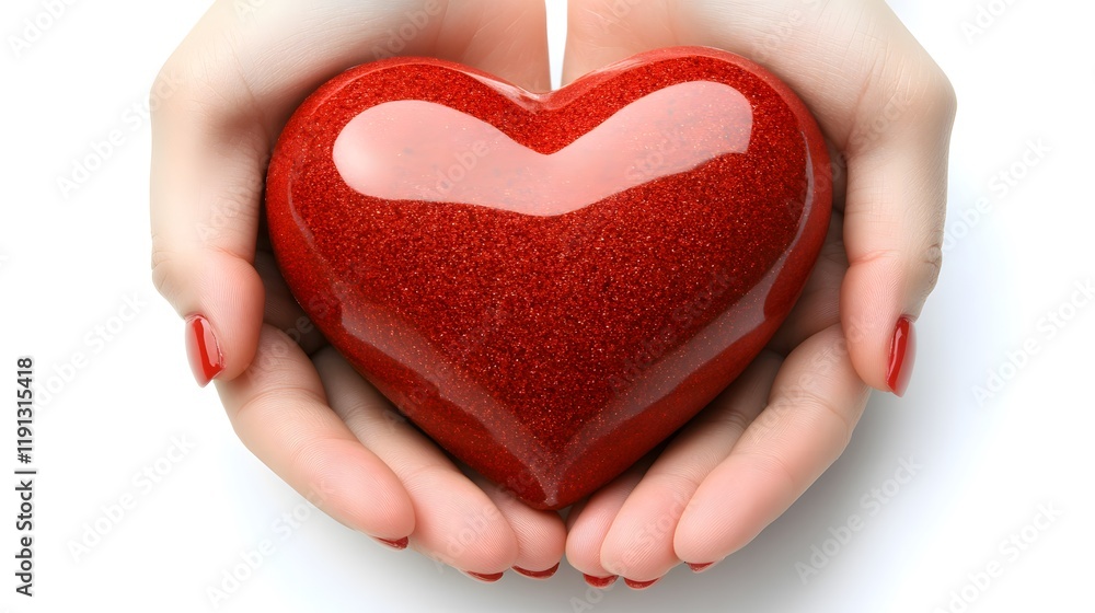 Obraz premium Valentine's Day - Hands Holding A Red Heart