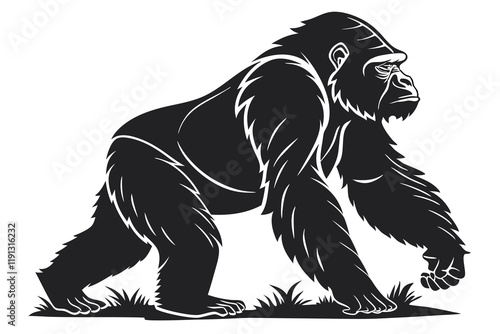 A black Gorilla vector silhouette on white background photo